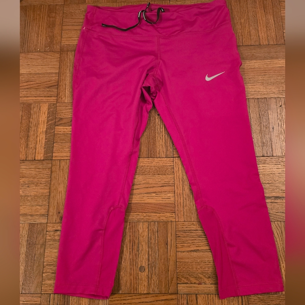 Womens NIKE Epic Run Tight/ Legging Fit Running Tights Magenta Pink Size LARGE